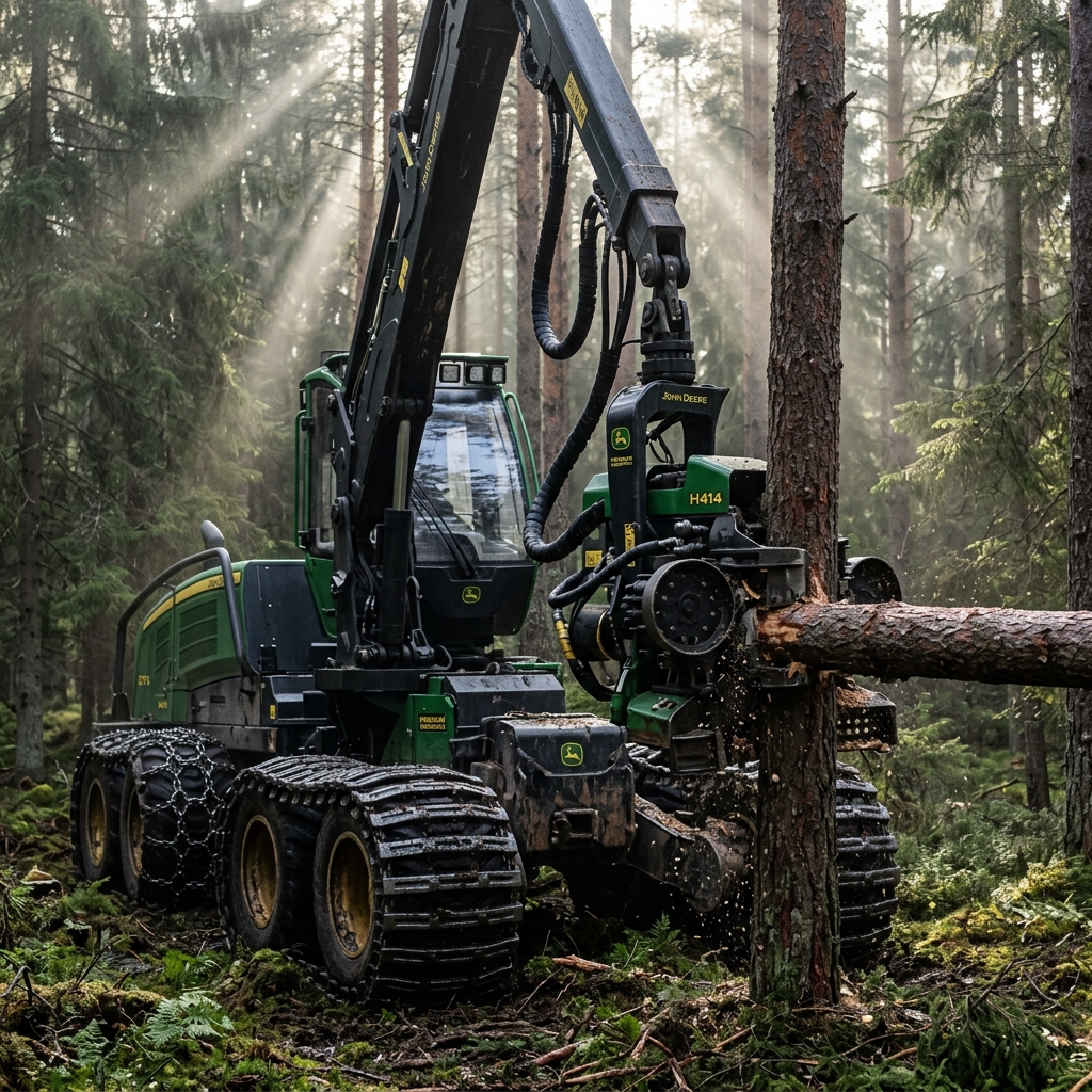 TimberwolfPro HV-850 single-grip harvester operating in dense forest